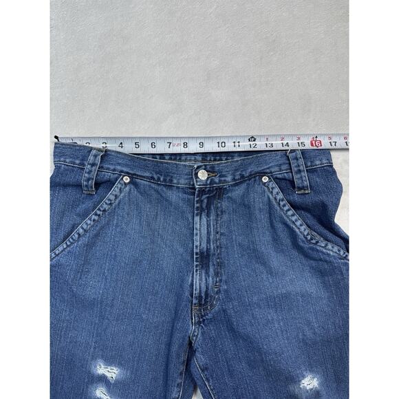 Vintage Source X Distressed Baggy Jeans Mens 36 Y2K Wide Leg Streetwear Denim - Picture 4 of 9